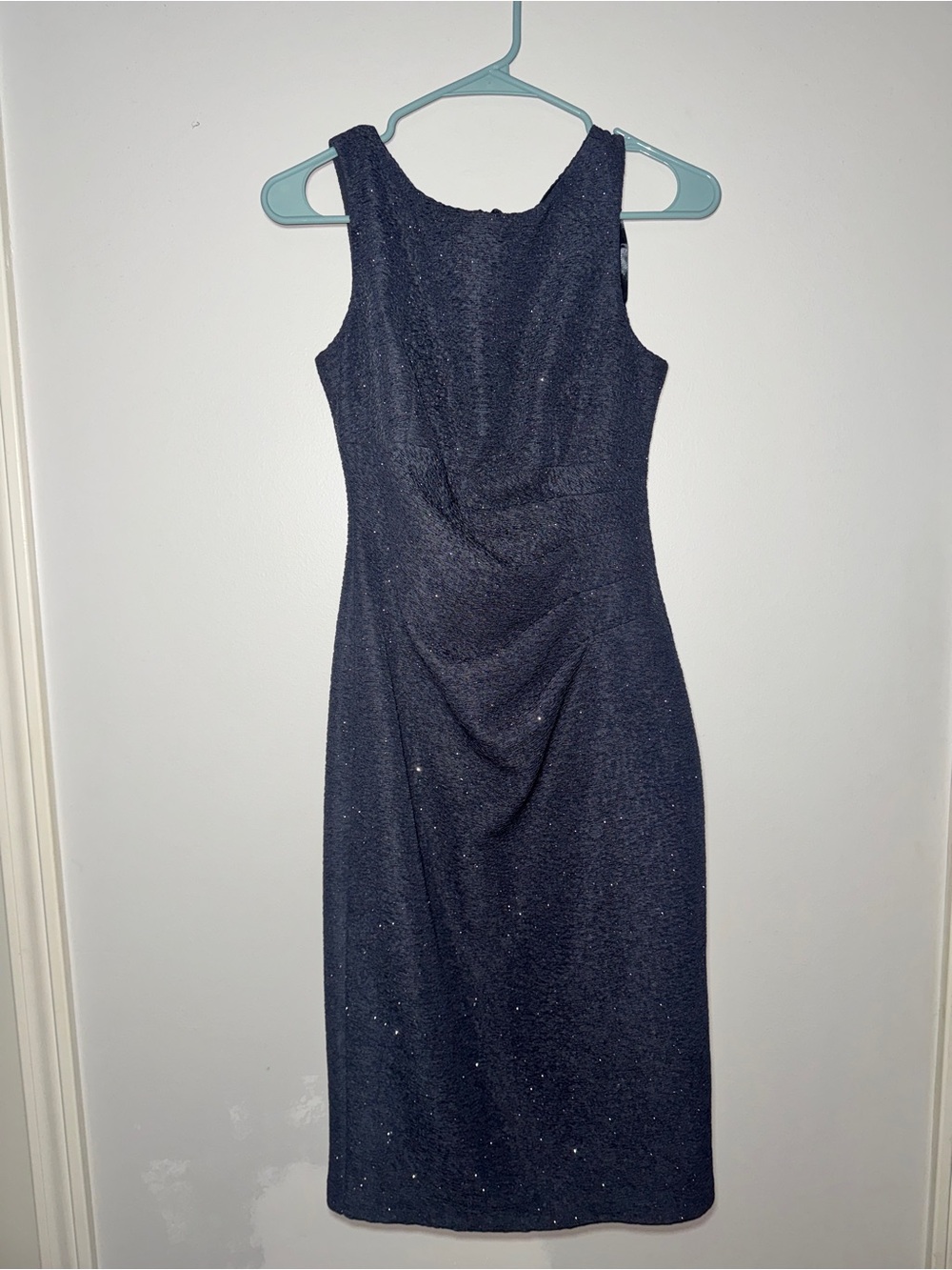 Eliza J Navy Sparkle Midi Sheath Dress